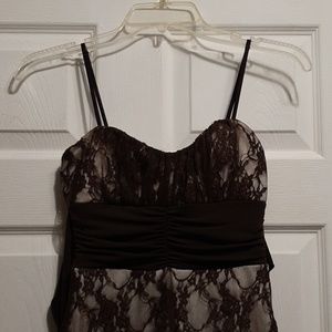 Brown and white lace dress